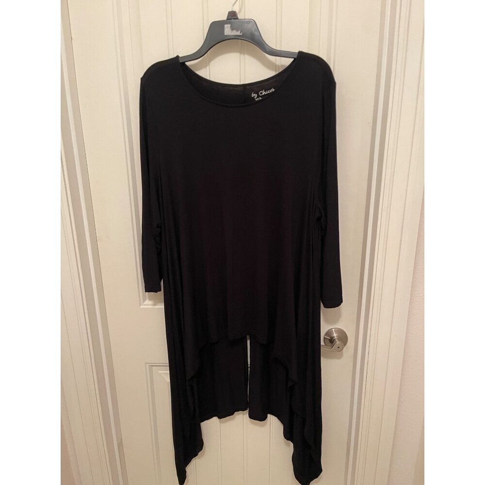 Asymmetrical Black Tunic Dress By Chicos Size‎ 3 Whimsy Goth, Flowing